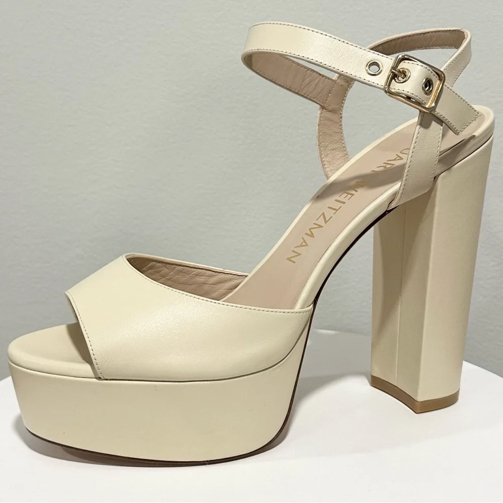 🌹STUART WEITZMAN🌹 Ryder Ankle-Buckle Platform Sandals Size: 10